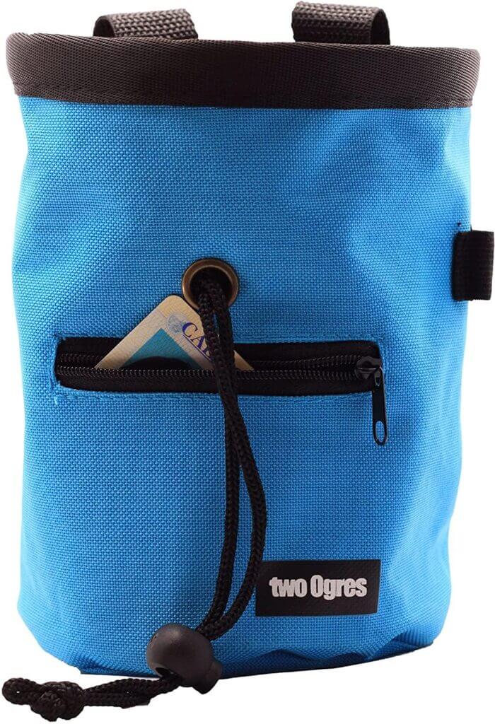 two Ogres Essential-Z Climbing Chalk Bag with Belt and Zippered Pocket for Climbing,