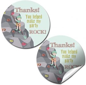 Rock Climbing Birthday Party Thank You Sticker